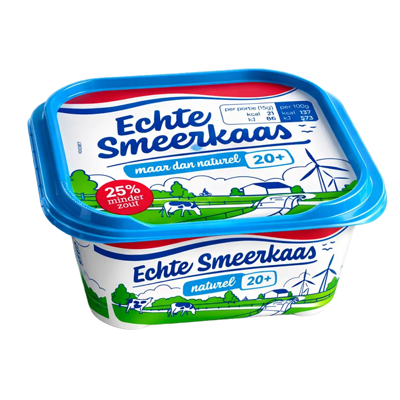 Echte Smeerkaas 20+ Light, kuipje 100 gram | Kaas & Borrelz