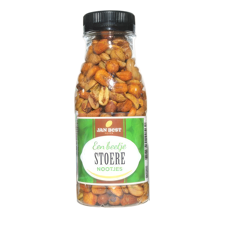 Flesje Beetje Stoere notenmix van Jan Best, 125 gram gekruide borrelnootjes | Kaas & Borrelz