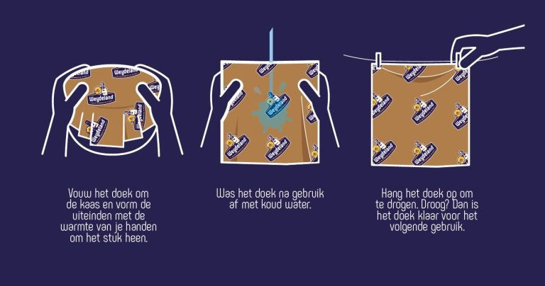 Stuk kaas verpakt in een bijenwas kaasdoek | Kaas & Borrelz