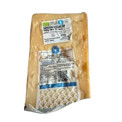 Parmigiano Reggiano 30 maanden - Bio – Parmigiano Reggiano 30 maanden Bio, Italiaanse harde kaas, etiket aanzicht | Kaas & Borrelz