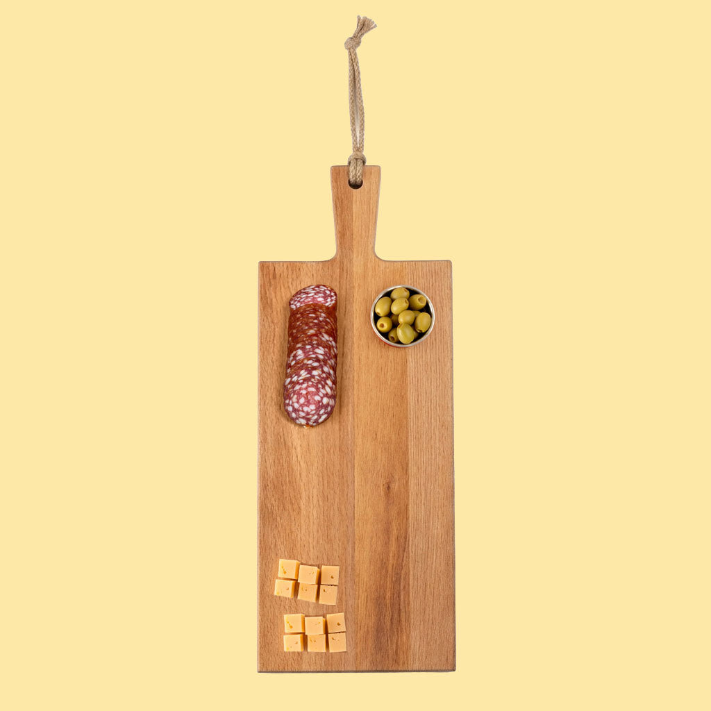 Beukenhouten borrelplank – houten borrelplank beukenhout met handvat, 49 en 69 cm | Kaas & Borrelz