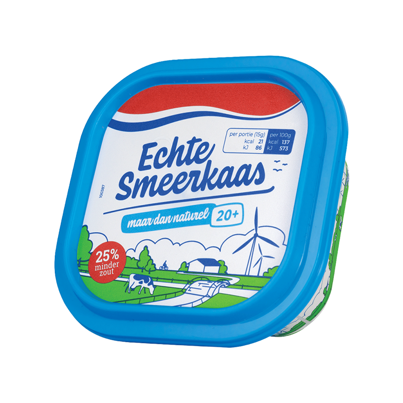 Echte Smeerkaas 20+ Light met minder vet van Treur Kaas, kuipje 100 gram | Kaas & Borrelz