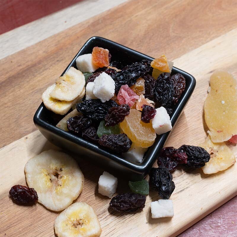 Ab's Cranberry Fruitmix met cranberry's, kokos, rozijnen, bananenchips en papaja | Kaas & Borrelz