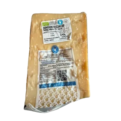 Parmigiano Reggiano 30 maanden - Bio – Parmigiano Reggiano 30 maanden Bio, Italiaanse harde kaas, etiket aanzicht | Kaas & Borrelz